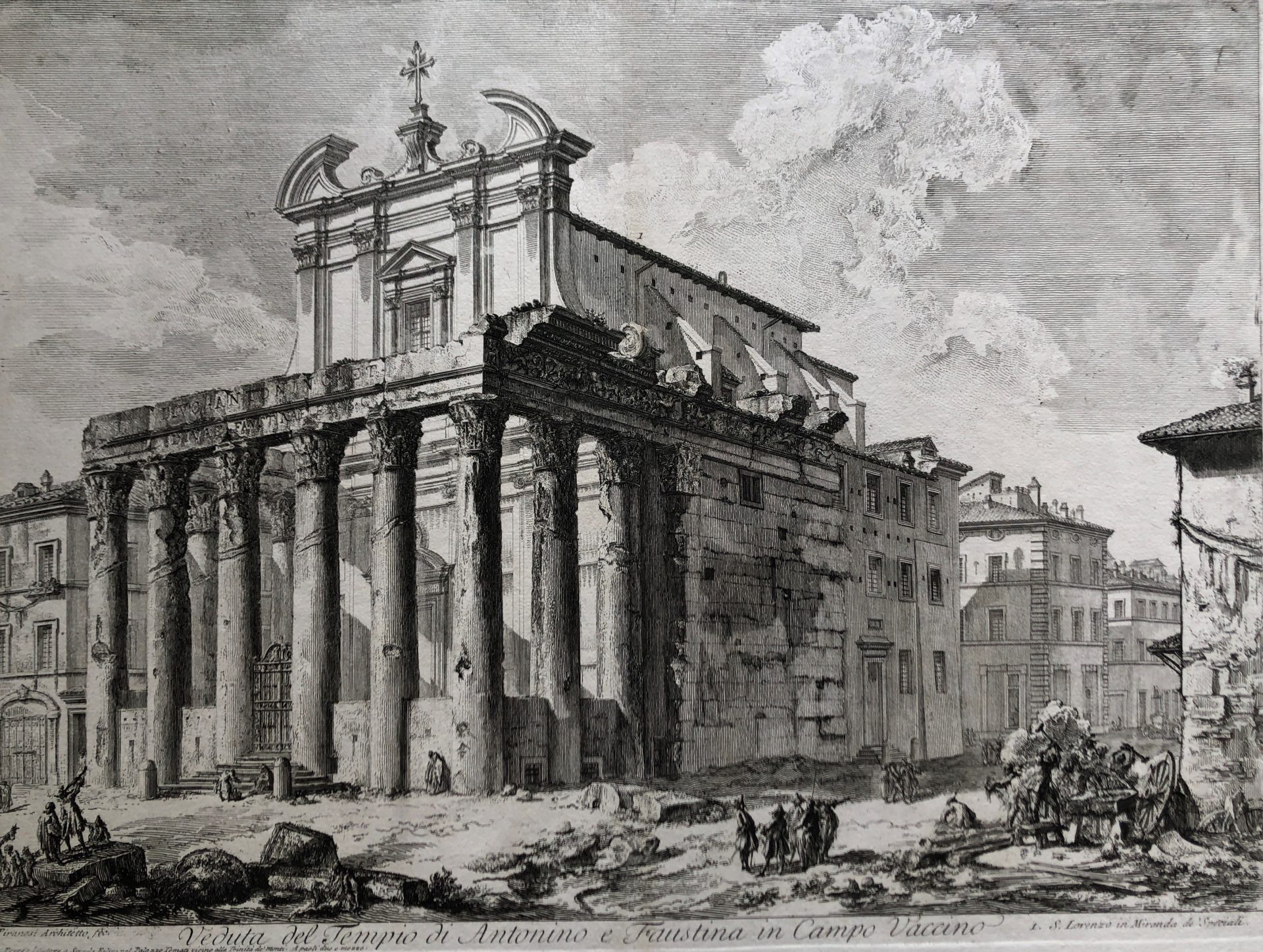 Giovanni Battista Piranesi, View of the Temple of Antoninus and Faustina in the Forum, c 1750.