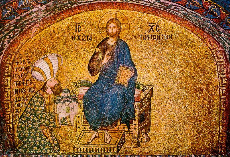 Mosaic with Christ Pantocrator and Theodore Metochita, St. Saviour in Chora, Istanbul