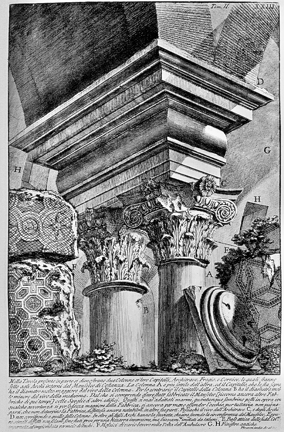 G.B. Piranesi, interno del Mausoleo di Costanza, from Antichità Romane vol. II, BSR collection
