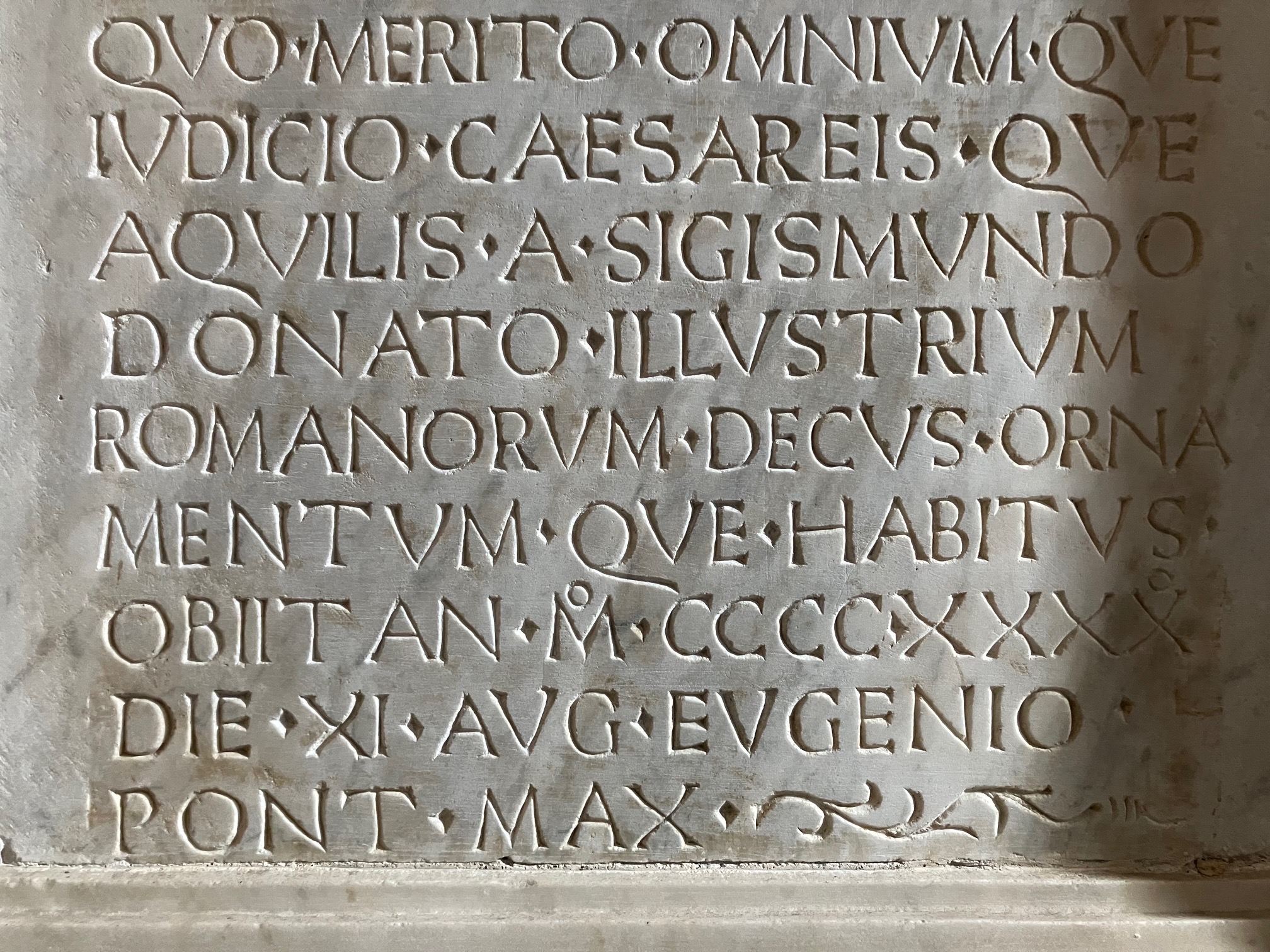Original dedicatory inscriptions of the Ponte Sisto (1475), Villa Borghese