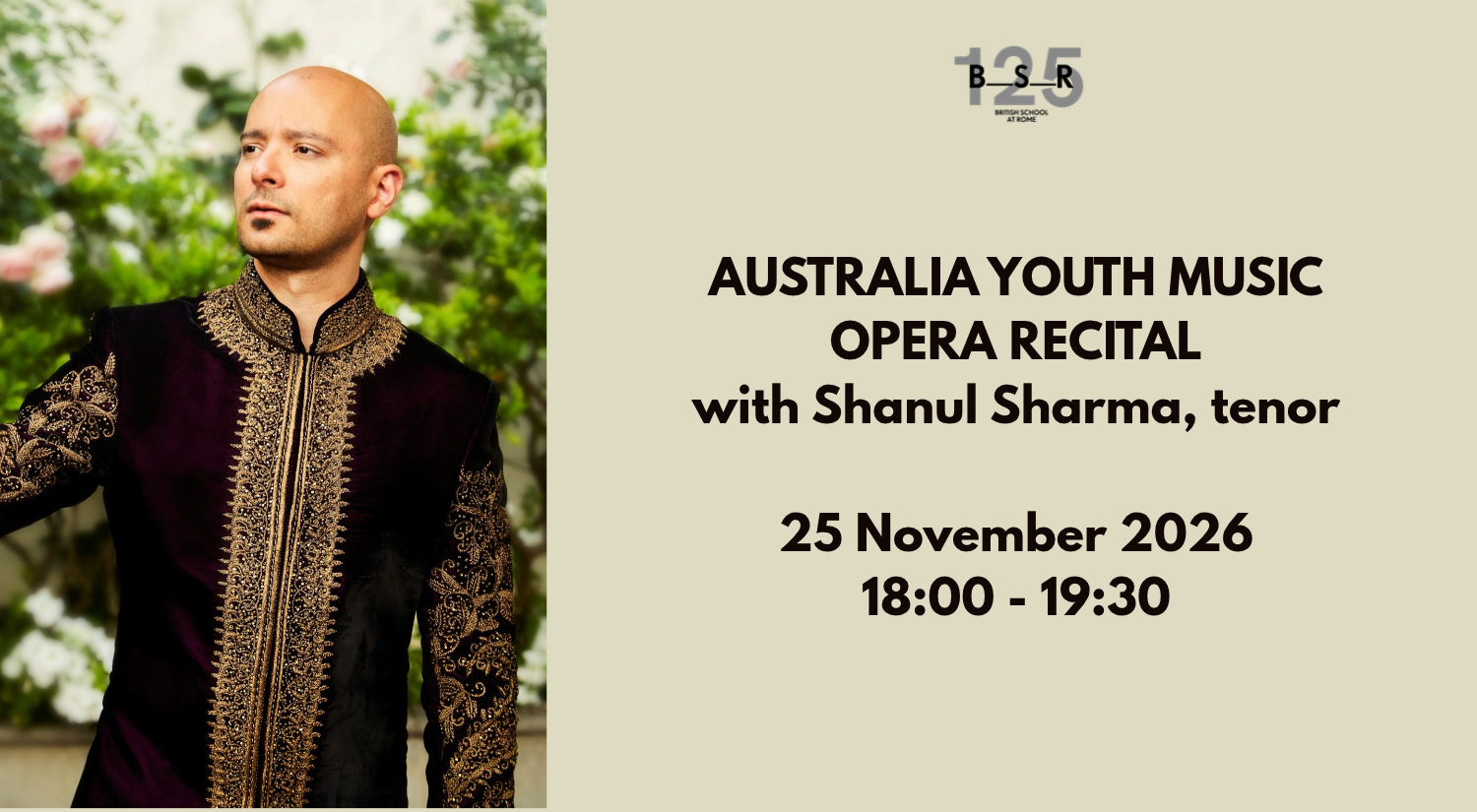 Australia Youth Music Opera Recital: Shanul Sharma at British School at Rome